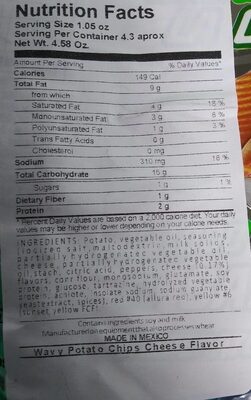 Sabritas Rufles Verde Potato Chips  4.58 Oz.